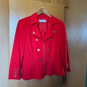 Red Double-Breasted Women's Jacket